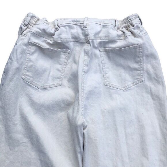 Denim & Co. Embroidered Straight Leg Women Pants Sz Large Denim Mom Jeans Tan - Picture 6 of 8